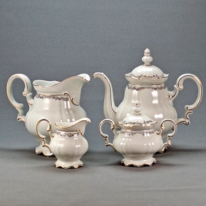 Vintage Porcelain Coffee Tea Cup and saucerAND  Hutschenreuther Selb Bavaria LHS, 6-Piece , Germany Porcelain , Cirka 1950s Rare find