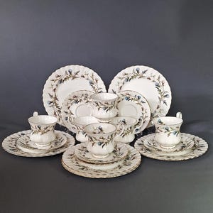 Royal Albert Brigadoon Tea Set: Vintage Bone China, Scottish Thistle, England