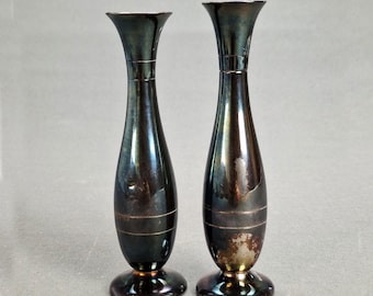 C.G. Hallberg ALP Nysilver Bud Vases, Sweden, 1920s