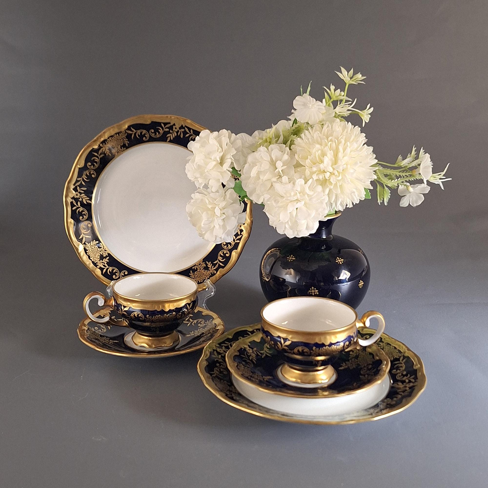 Vintage Weimar Porcelain Coffee Cups Set, Cobalt Gold Decor - Etsy