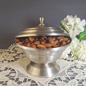 Swedish Pewter Covered Bowl by G.B. Tenn Böketofta Marked and Dated 1989 Scandinavian Modern Decorative Lidded Vessel Vintage Decor