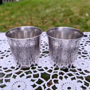 Vintage Swedish Pewter Handmade Two Cups Design by K E Palmberg for Alton Cirka 1985s, Ideal for true connoisseurs of Scandinavian design