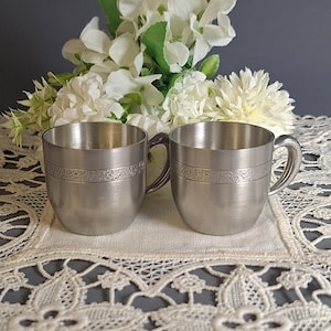 Set of 2 Scandinavian Pewter Cups by Tassinari for Adellmetalsmidde – 93% Svenskt Tenn, Handcrafted Sweden, Excellent Condition, Mid-Century