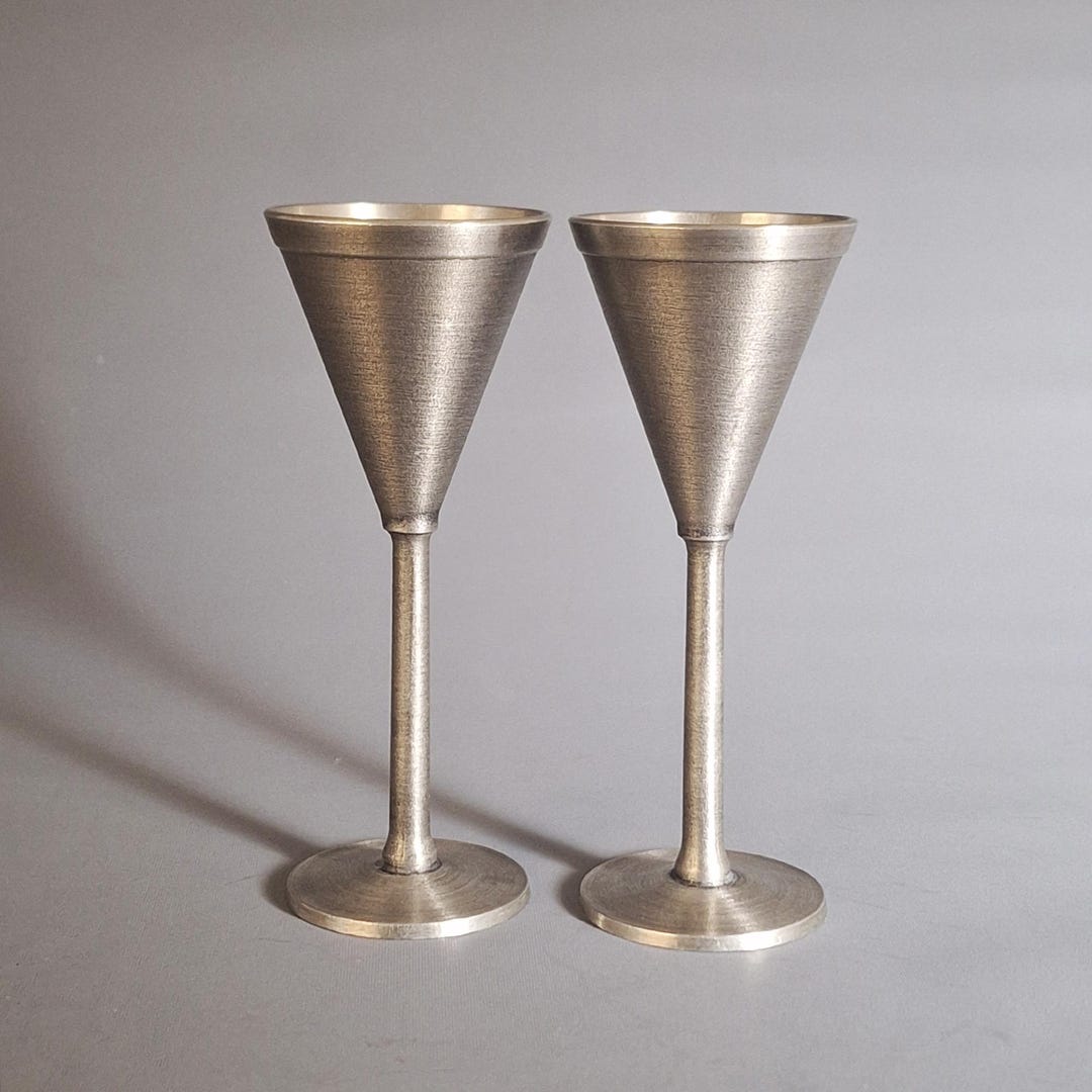 Vintage Rune Tennesmed Pewter Goblets, Scandinavian Modern Set of 2 - Etsy
