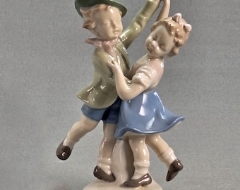 Vintage Carl Scheidig Grafenthal Porcelain Figurine Boy and Girl Dancing Decor Porcelain Germany Collectible Folklore Circa 1970s Timeless