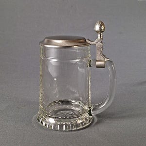 Vintage Beer Stein with Pewter Lid, Etched Design by BMF West Germany, Mid-20th Century, Unused, Collectible, Rare Find, Decorative Barware