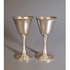 Pair of Silverplate Goblets by F.B. Rogers, Italy – Elegant Vintage Chalices, Mid-Century Barware, Collectible Silver Plated Cups