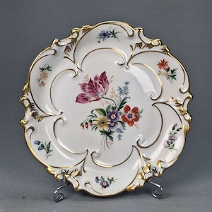 Vintage Jlmenau Graf Von Henneberg 1777 Porcelain Bowl, Gold Trim Flower Design Plate, Perfect for Collectors Made in Germany, circa 1950s