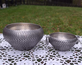 Vintage Askvoll Brug Støpt Tinn Small Handmade Pewter Tomling Bowl