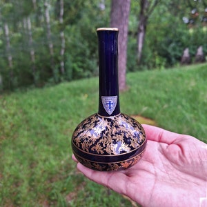 Rare Vintage Cobalt and Gold Vase, Helmut Krüger Porzellan, Mid-20th Century, Hand-Painted German Ceramic, Collectible Home Decor