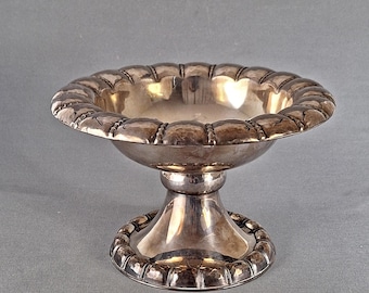 Vintage NS New Silver Standfuß Schale, Skandinavisch Mid-Century Modern Decor