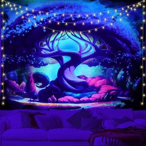 Wald Gobelin,Trippy Baum des Lebens Wandteppich,Natur Baum beliebte bunte Wandbehang Gobelin Märchen Gobelin Poster für Schlafzimmer