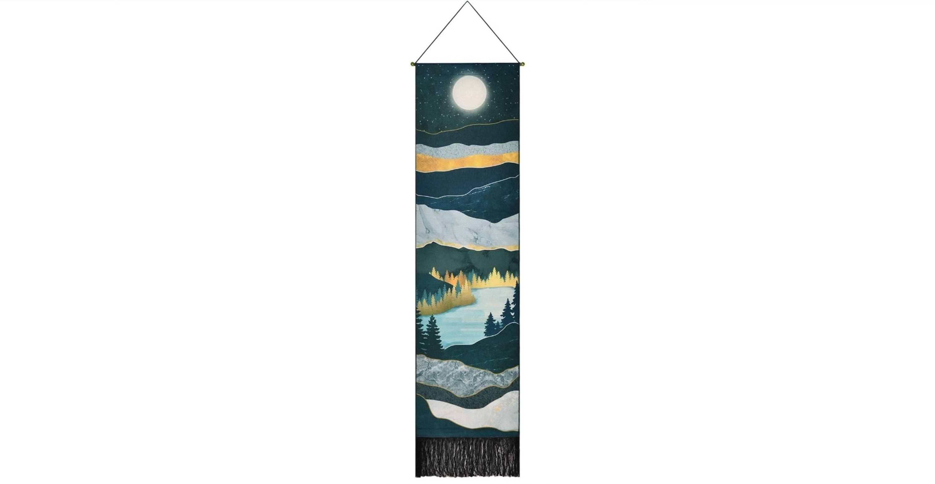 Mountain Tapestry Moon Starry Night Sky Tapestries Forest Tree Lake Tapestry Nature Landscape Tapestry for Room