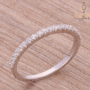 Half Eternity Wedding Band, Promise Ring, Thin Wedding Band, 925 Sterling Silver