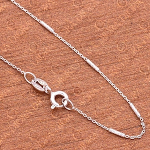 Cable Bamboo Link Chain 0.80 mm - Fancy 1 mm diamond cut Bamboo Chain - Station Chain - Cable Chain with Bamboo - 925 Sterling Silver