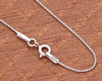 thumbnail image 2 of Genuine 925 Sterling Silver Box Chain Necklace - 0.7mm To 2.0mm Thickness, 14 To 30 Inches Long, Stamped Italy, Durable Spring Ring Clasp, Hypoallergenic & Nickel-Free, Perfect For Everyday Wear Or As A Gift 2 of 5