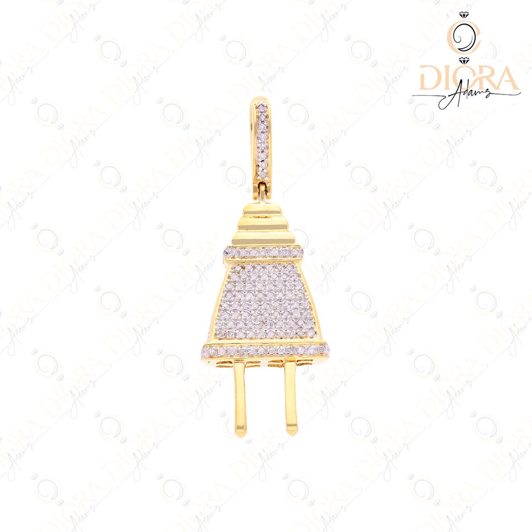 Solid Gold Plug Pendant – Natural Diamond Hip Hop Charm, EGL Certified ...