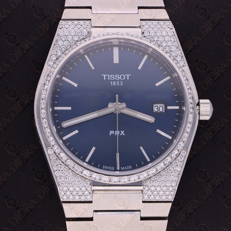 Lab Grown Diamond Studded Watch Blue Analog Dial 4 58cts FG VVS Lab Grown Diamond Studded Watch Blue Analog Dial 4 58cts FG VVS