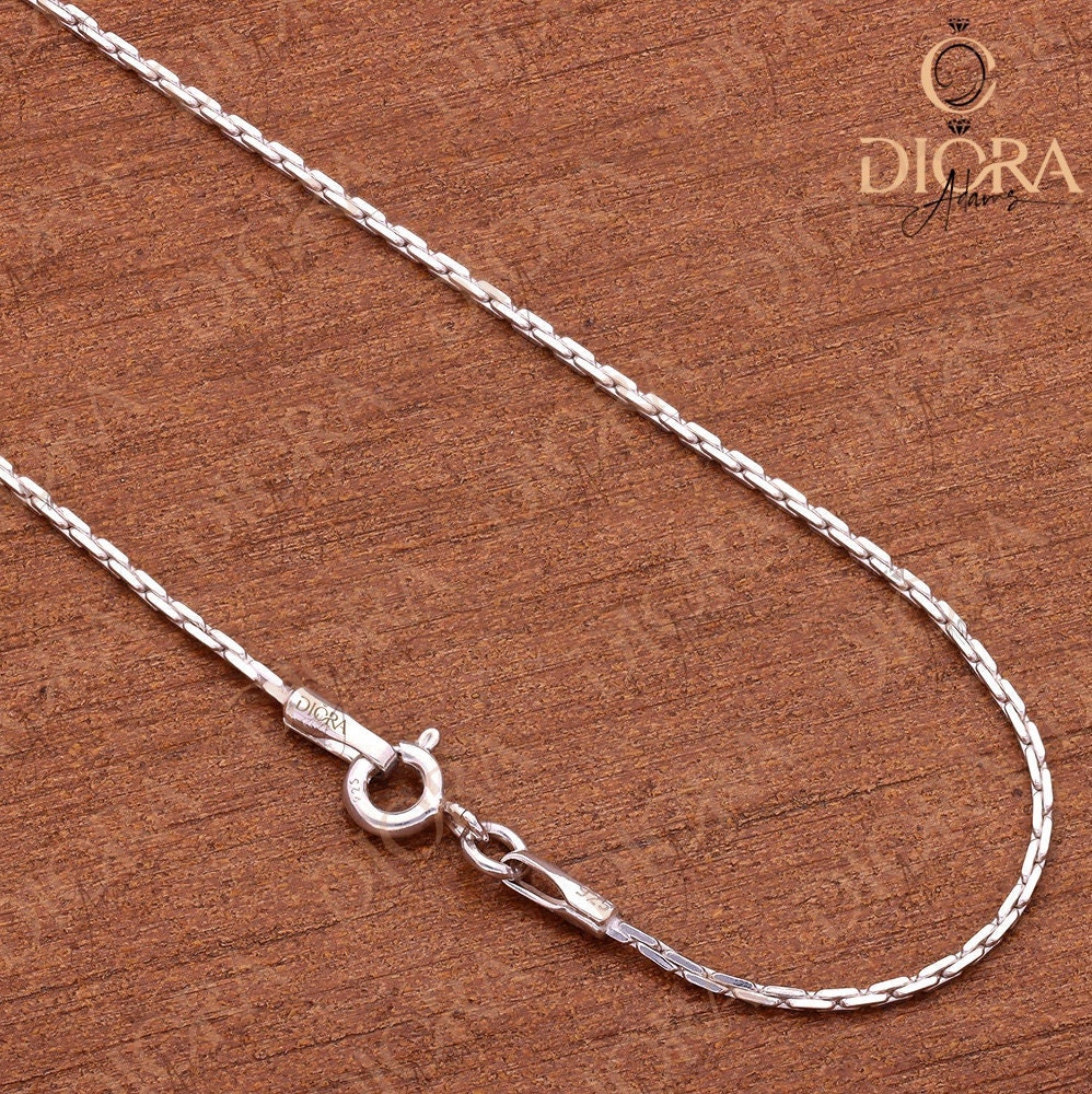 Sterling Silver Boston Link Chain, 1.0mm Cardano Necklace - Etsy Israel