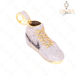 S925 shoe Charm Necklace • Simulated Diamonds • Jumping shoe Pendant • Gift for Her • Gift for Him • Hip - Hop Charm • Sport wear