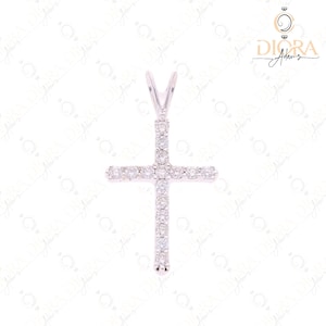 Real Gold Cross Charm Pendant - Natural Diamond Cross Pendant - Dainty Pendant - EGL Certified Diamond - Jesus Cross Jewelry