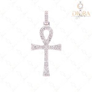 Cross Pendant - Solid Gold Natural Diamond Studded Necklace - EGL Certified - Religious Jewelry - Jesus Cross