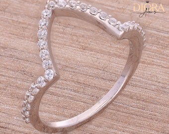 Sterling Silver Half Eternity Ring, Cubic Zirconia Wedding Band