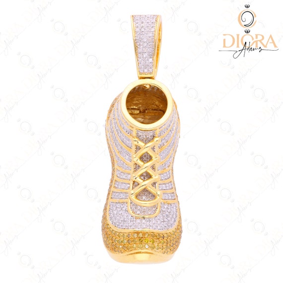 Jordan Diamond Pendant 10K Solid Gold 0.99cts Natural Diamond Necklace Jumping Men Jewelry EGL Certified Etsy