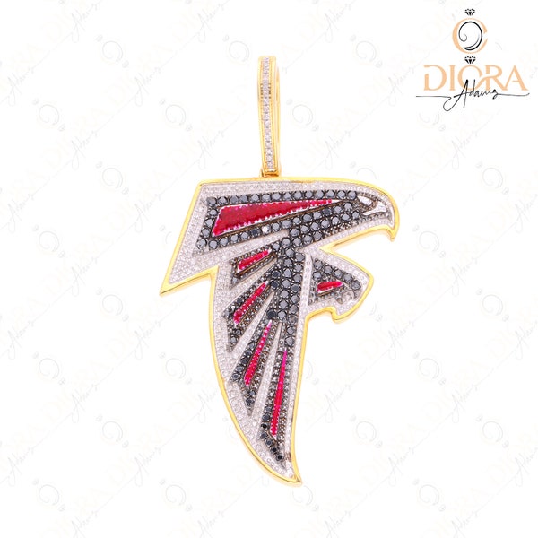 10Kt Falcon Gold Pendant, Ruby & Diamond Pendant, Iced Out Bird Necklace 0.86 Cts EGL Lab Certified Diamond