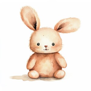 Niedlicher Kuschelhase in Aquarell für dein Kinderzimmer: kunstvolles Häschen zum Download