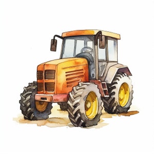 Magnifique tracteur à l'aquarelle pour la chambre de votre enfant : tracteur astucieux à télécharger