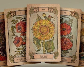 Botanica Oculta Tarot Cards Deck Tarot with Guide Book 78 Cards Deck Antique Floral Illustration Rare Botanical Vintage Art