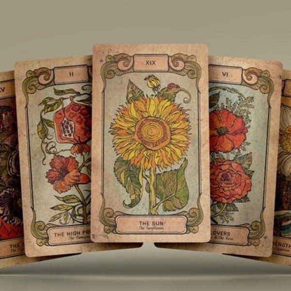 Botanica Oculta Tarot Cards Deck Tarot with Guide Book 78 Cards Deck Antique Floral Illustration Rare Botanical Vintage Art