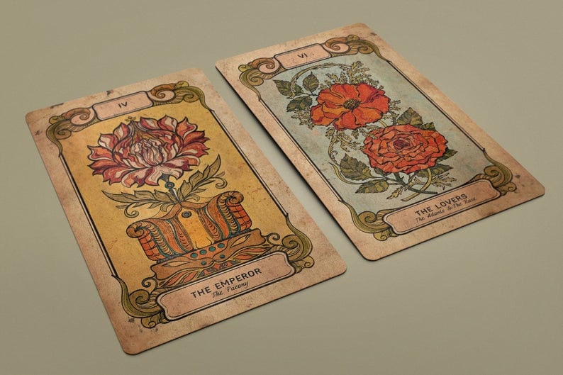 Botanica Okulta Tarot Karten Deck Tarot mit Anleitung Buch 78 Karten Deck Antike Blumen Illustration Seltene Botanische Vintage Kunst Bild 3