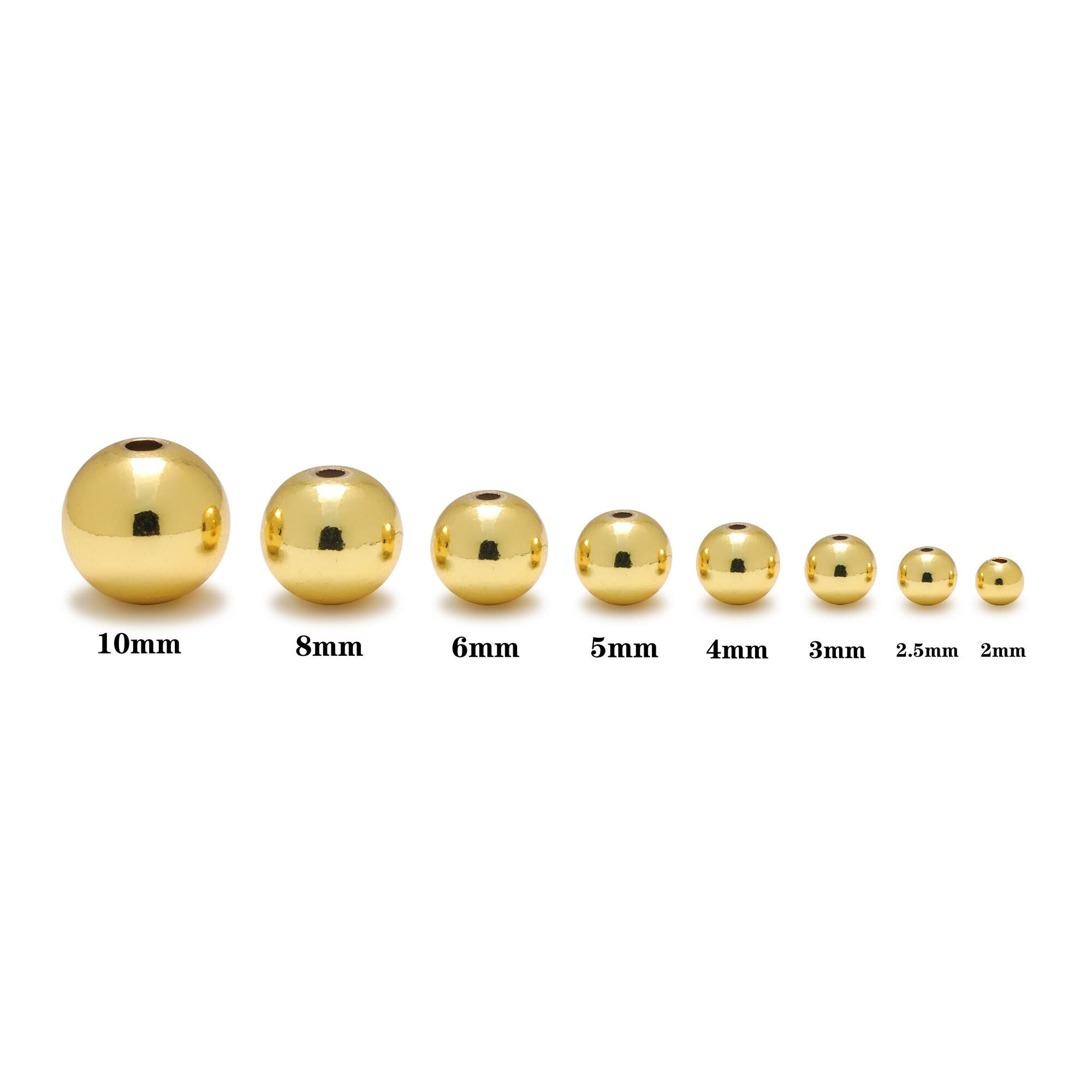 18k Gold Round Bead 2mm 2.2mm 3mm 4mm 5mm 6mm 7mm 8mm 10mm Light / Medium /  Heavy Weight Solid 18 Carat Gold Round Spacer Bead 