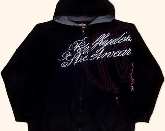 Y2K Rocawear Mens Large Spell Out Velour Track Jacket Streetwear