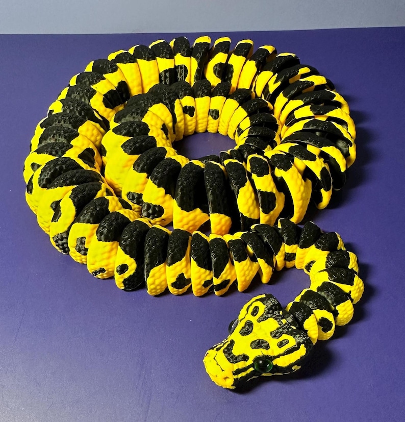 Serpiente pitón bola articulada impresa en 3D: ¡diferentes formas disponibles! Blk Head Yellowbelly