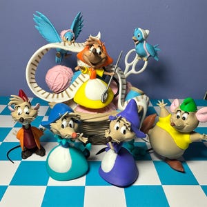 Cinderella Mice and Blue Bird Figurines
