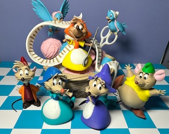 Cinderella Mice and Blue Bird Figurines