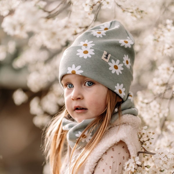 Kinder Mütze für den Frühling, Beanie personalisierbar mit Loop, Hipster Beanie  Erwachsene