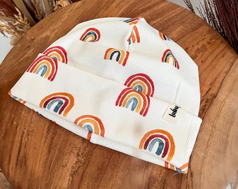 Kinder Mütze für den Frühling, Beanie für Kinder und Erwachsene mit Loop - personalisierbar - Geschenk zur Geburt / Geburtstag