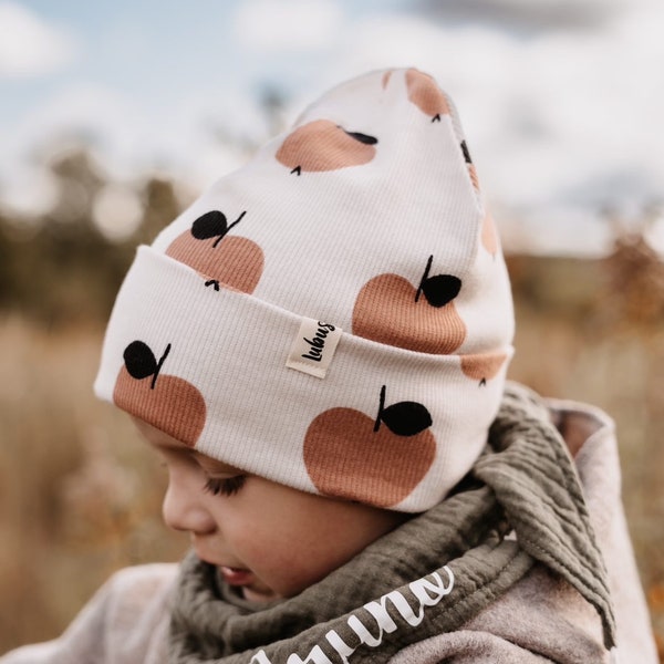 Kinder Mütze für den Frühling, Beanie für Kinder mit Loop - personalisierbar - Geschenk zur Geburt / Geburtstag