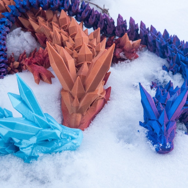 Articulated Crystal Dragon 3D Printed Articulated Fidget Toy - Holiday gift for Children and Family - Table decoration