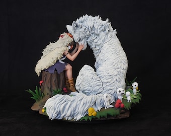 Princess and the Wolf - 8.5"Tall - High Quality Resin Figure - Multiple Sizes - Painted Options