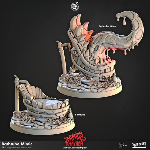 Bathtub Mimic - DnD Miniatures 32mm 8K Resin Quality prints - Characters - TTRPG - Role Playing Game - Dungeons and Dragons