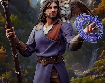 Wizard Resin Figure: 10" Hand-Painted Fantasy Statue