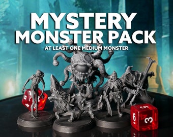 Mystery Monster Pack - 6 to 7 RPG Miniatures - 8K Resin High Quality - Dungeons and Dragons - Primed and highlighted by hand - DnD miniature