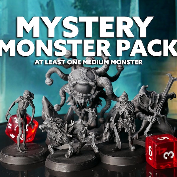 Mystery Monster Pack - 6 do 7 miniatur RPG - 8K żywica wysokiej jakości - Dungeons and Dragons - Zagruntowane i podświetlone ręcznie - Miniatura DnD