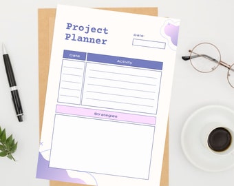 Projektplaner PDF druckbar, Undatierter Produktivitätsplaner, Projektmanagement, Project Timeline Tracker, Sofort verfügbar