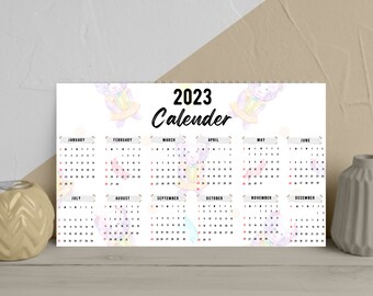 2023 Kalender, druckbar, Minimalistischer Einfacher Kalender, 11 x 8,5 Zoll, Horizontale Seiten
